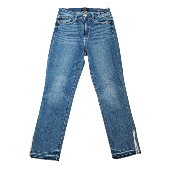 Judy Blue Jeans Women's 7/28 Blue Straight Fit Release Hem Wiskered - Picture 1 of 13